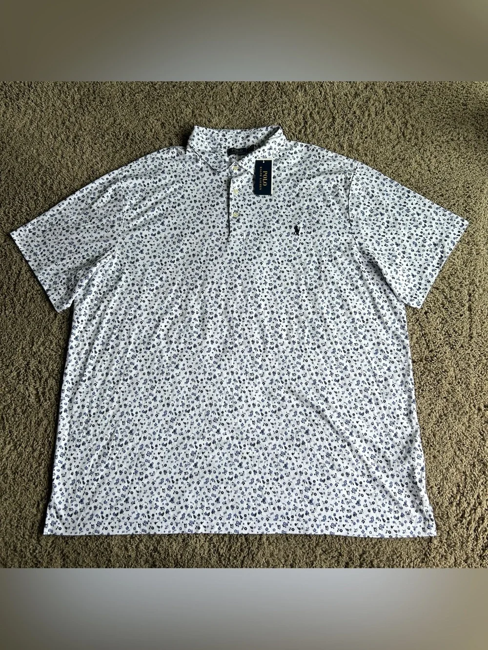 NWT Polo Ralph Lauren Shirt Mens 4XL TALL White/Blue Floral Classic Soft Cotton